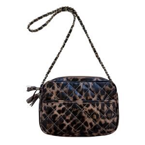 Chic Quilted Leopard Print Crossbody Bag Brown Black Animal Print Shoulder Purse